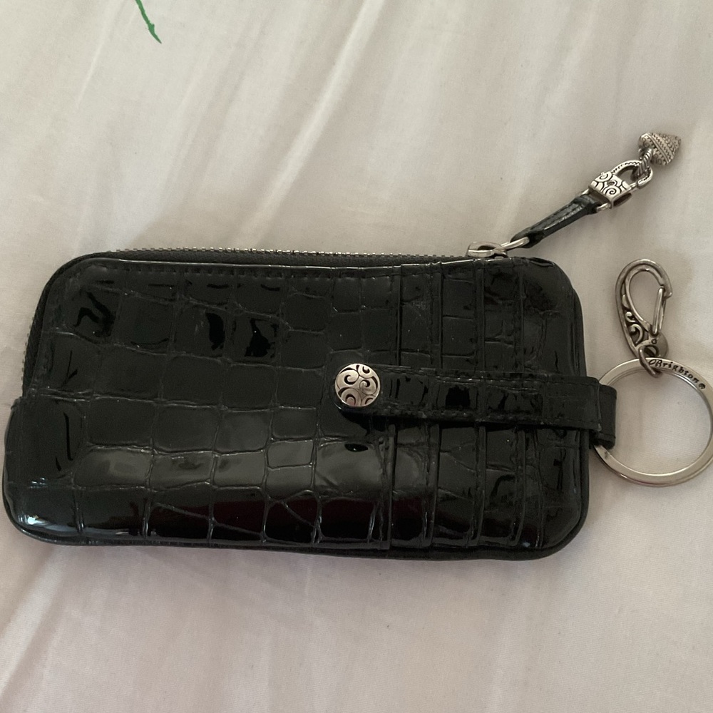 Brighton Black Croc-Embossed Keychain Wallet good condition